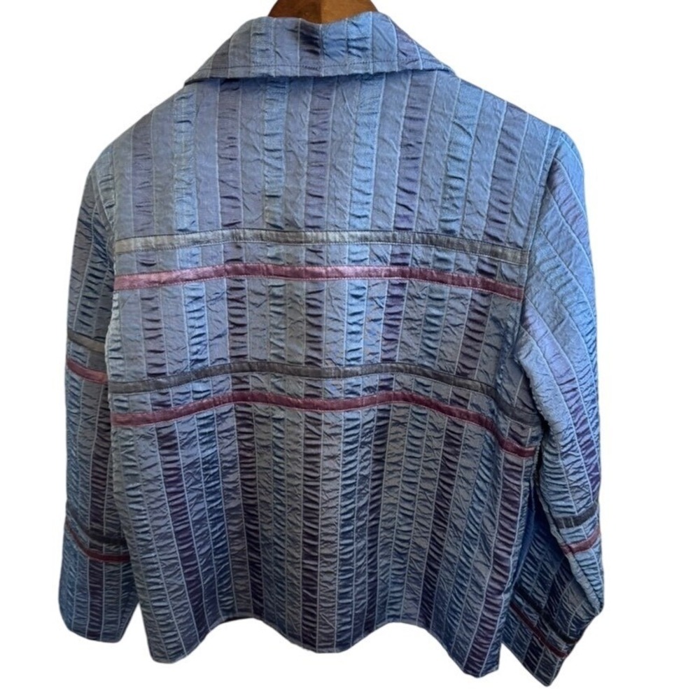 Vintage YakMagik Patchwork Boho Embroidered Jacket Med. Crinkle Ribbon Bow Nepal